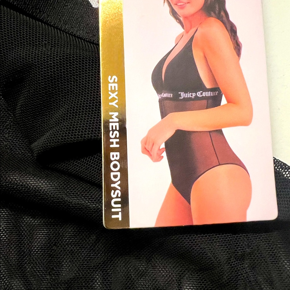 NEW Juicy Couture Sexy Mesh Black Label Logo Lingerie Bodysuit - Picture 2 of 7